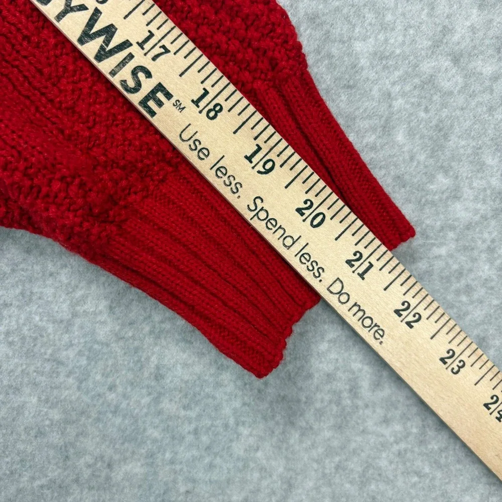 Vintage Crewneck Sweater Mens XL Red Textured Knit Long Sleeve Holiday Grandma
